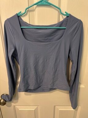 Abercrombie & Fitch Dusty Blue Long-Sleeve Scoop Neck Top